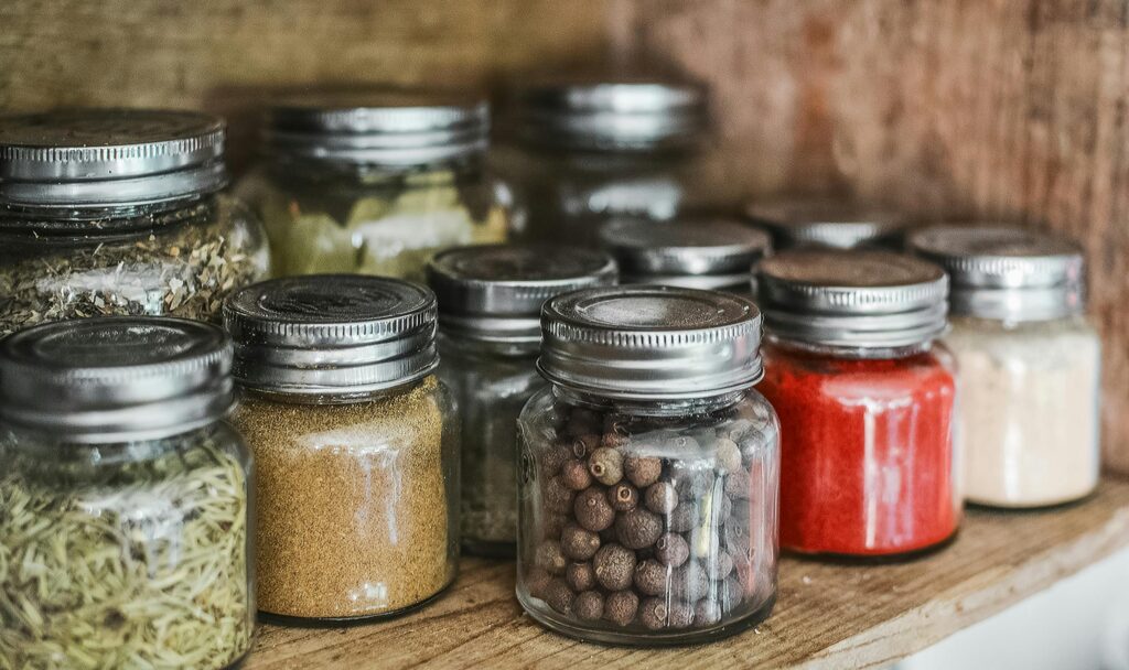 Bottles of herbal remedies for immune system