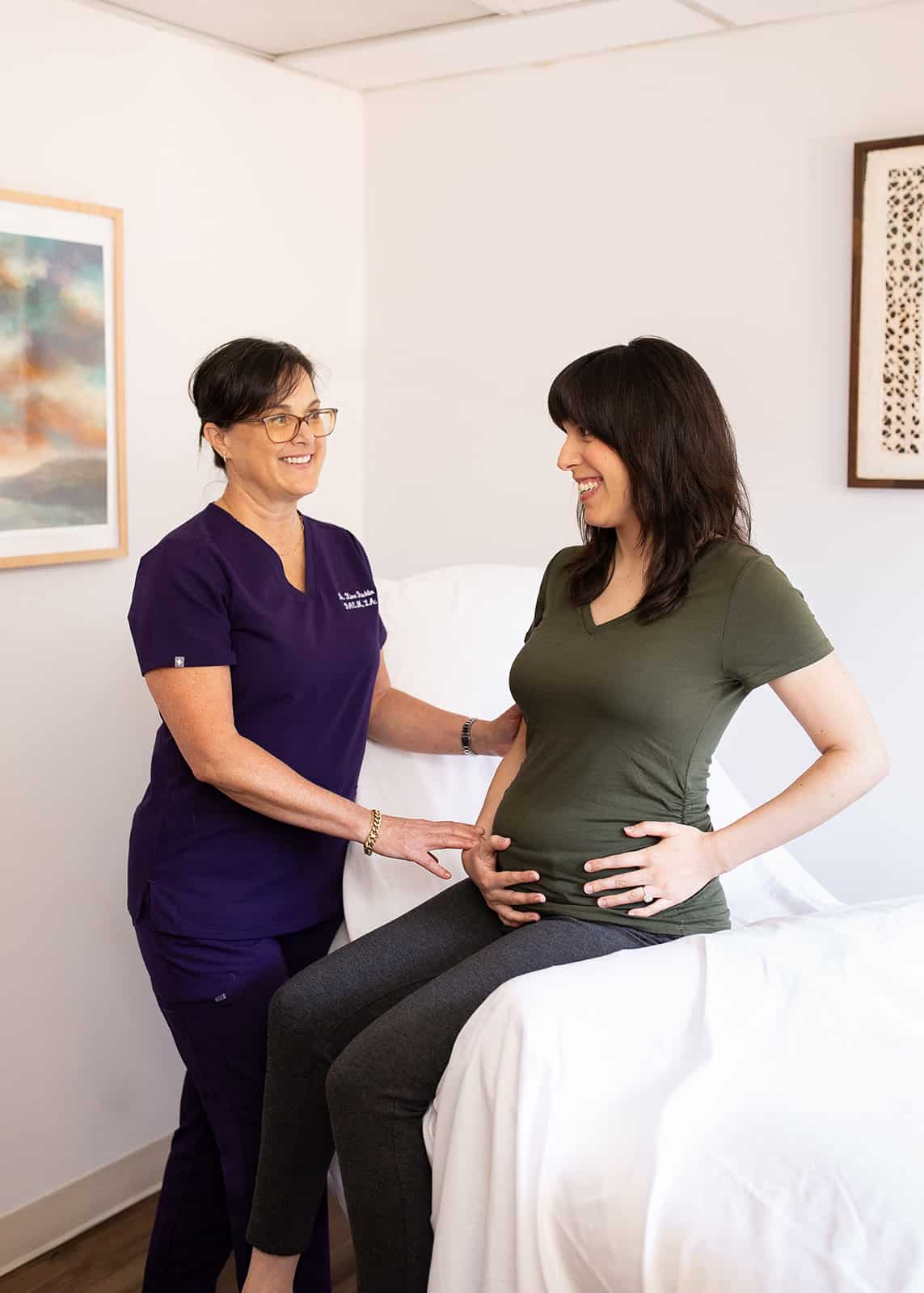 Dr. Kiné Fischler treating first trimester pregnancy nausea with acupuncture at Willow Tree Clinic in Portland, Oregon